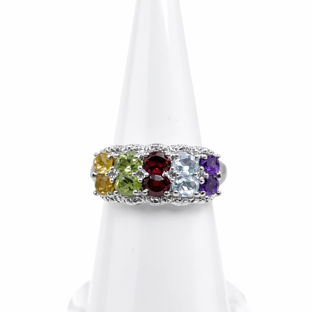 STS Karis Sterling Silver Rainbow Gemstone Ring Size 7🌈